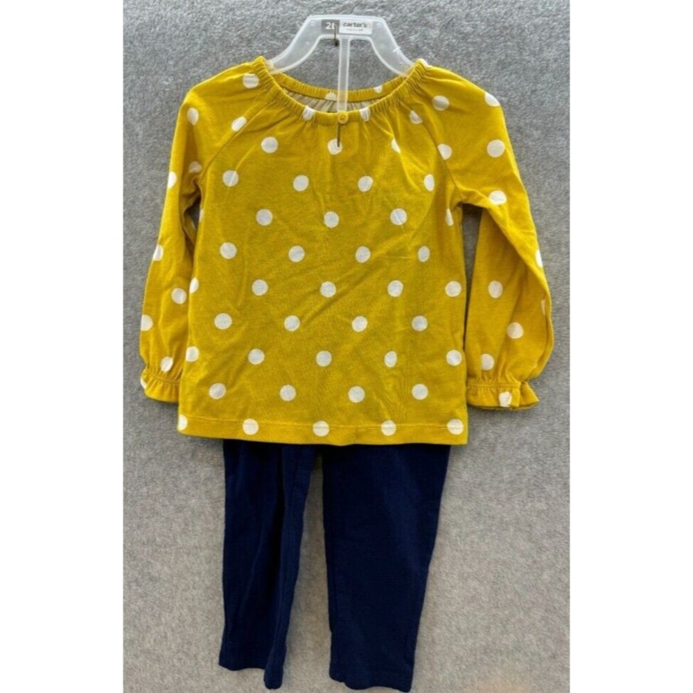 Carters Baby Girl 2-pc Set Yellow/White‎ Polka Dot w/Blue Pants